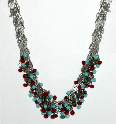 Embellished Leaf Chain Necklace