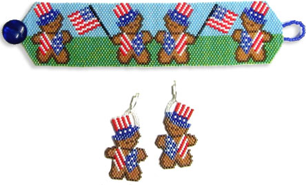 Patriotic Bears Bracelet & Earrings